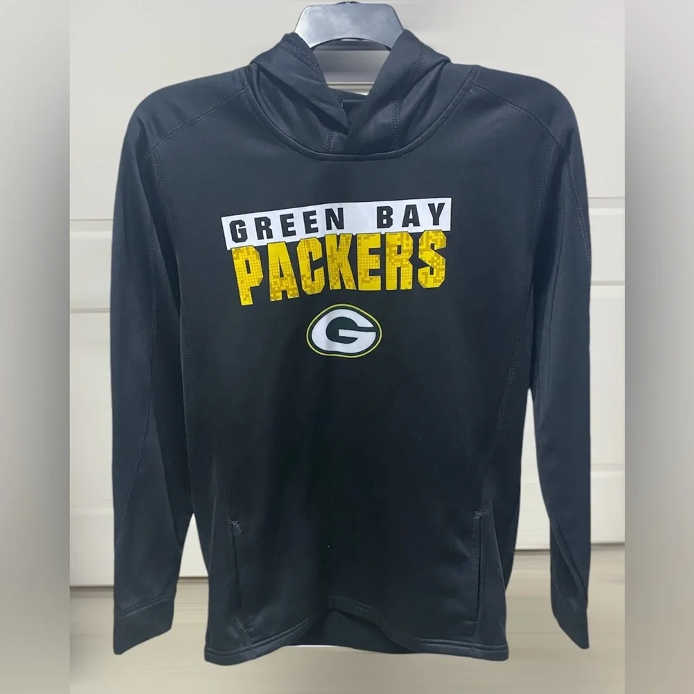 Green Bay Packers Black Youth XL Pull Over Hoodie With Pockets - OuterStuff LLC